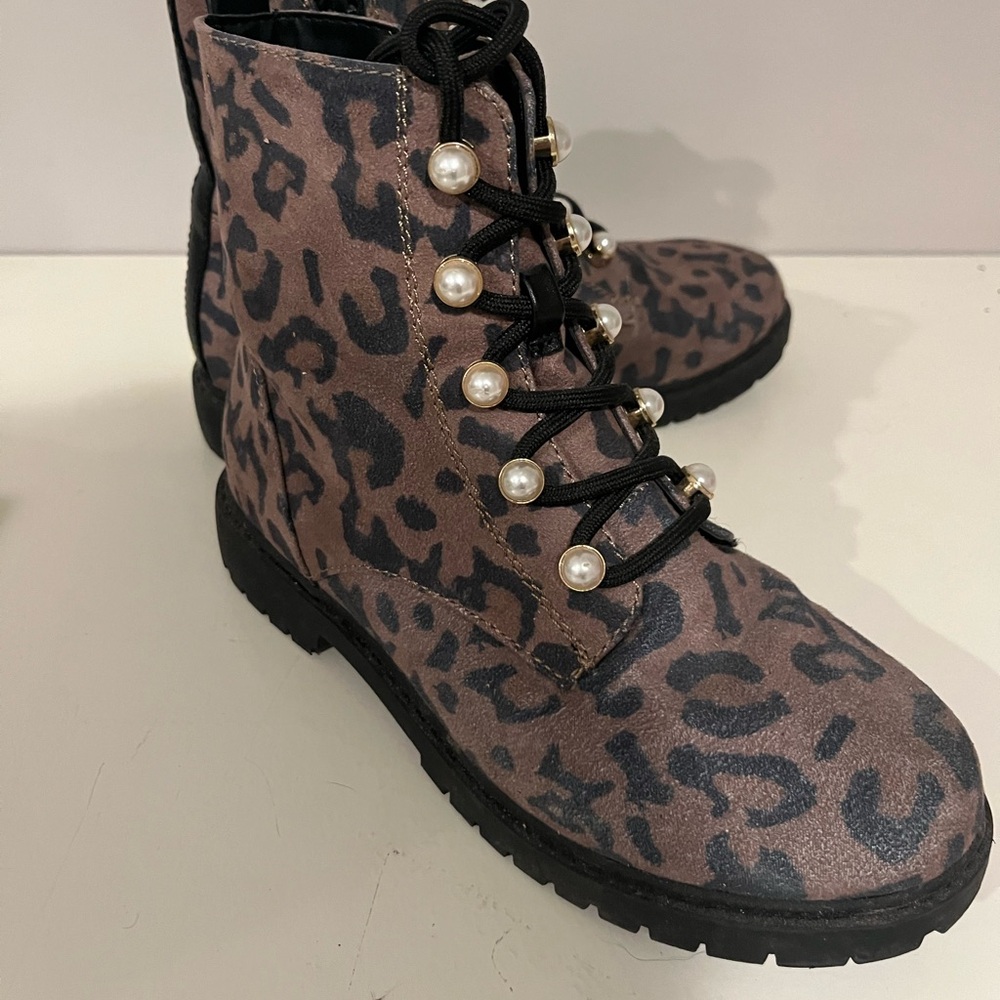 Nordstrom Kids' Camille Pearl & Leopard Print Boots